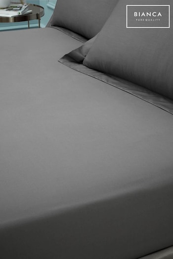 Bianca Charcoal Grey 180 Thread Count Egyptian Cotton Fitted Sheet (N25886) | £17 - £30