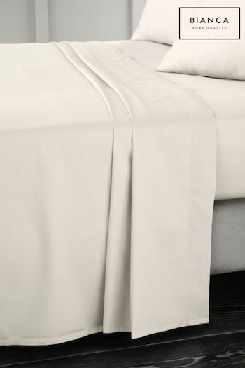 Bianca Oyster 400 Thread Count Cotton Sateen Flat Sheet (N25887) | £25 - £45