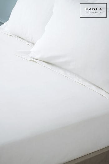 Bianca White 180 Thread Count Egyptian Cotton Fitted Sheet (N25918) | £17 - £30