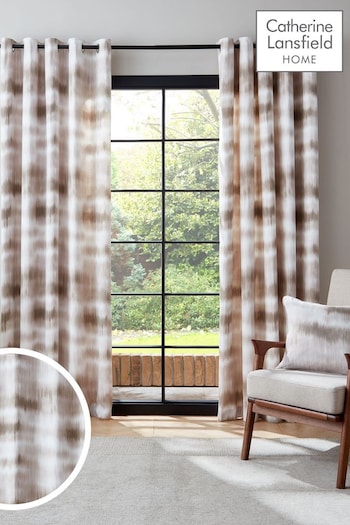 Catherine Lansfield Natural Ombre Texture Lined Eyelet Curtains (N25942) | £30 - £80