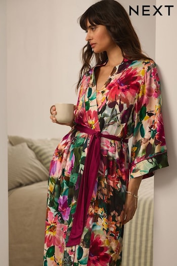 Pink Floral Clarke And Clarke Viscose Robe (N26007) | £42