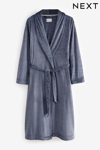 Navy Supersoft Ribbed Dressing Gown (N26023) | £27