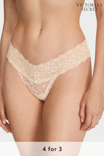 Victoria's Secret Marzipan Nude Thong Posey Lace Knickers (N26086) | £9