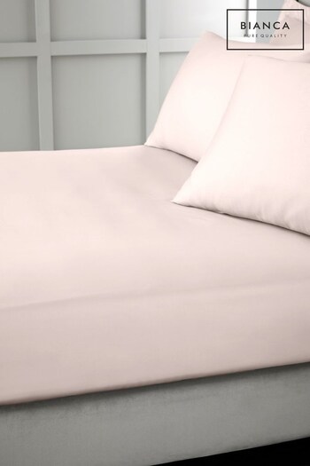 Bianca Blush Pink 400 Thread Count Cotton Sateen Fitted Sheet (N26137) | £20 - £35
