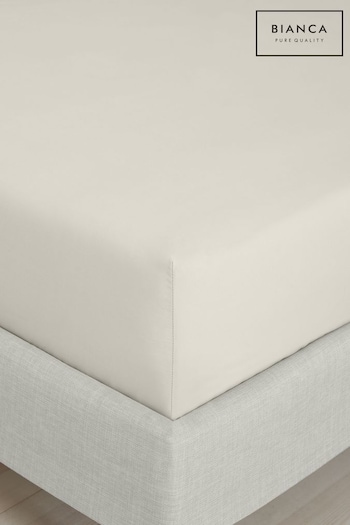 Bianca Natural 200 Thread Count Cotton Percale Deep Fitted Sheet (N26171) | £10 - £20