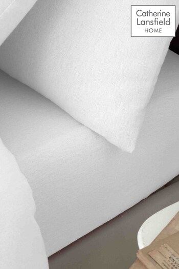 Catherine Lansfield White Brushed Cotton Fitted/Flat Sheet, Pillowcase Pack (N26177) | £35 - £40