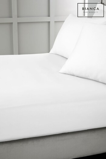 Bianca White 400 Thread Count Cotton Sateen Fitted Sheet (N26183) | £20 - £35