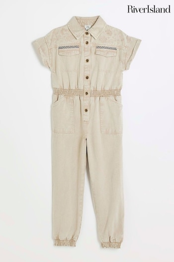 River Island Brown Girls Embroidered Boilersuit (N26206) | £35