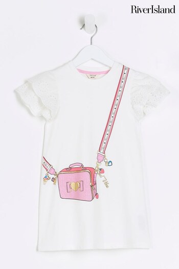River Island White Girls Bag Graphic T-Shirt Dress (N26207) | £21
