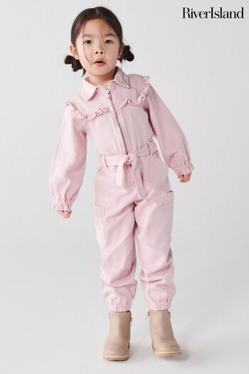 River Island Pink Girls Embroidered Boilersuit (N26231) | £32