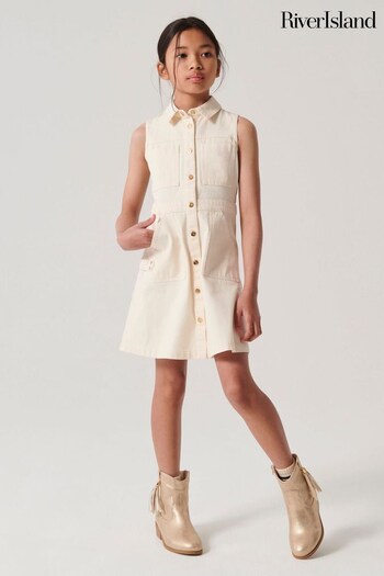 River Island Cream Girls Pinafore Dress (N26253) | £25