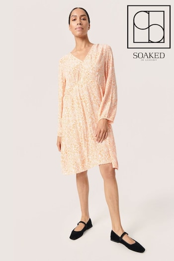 Soaked in Luxury Orange Zaya Knee-Length Long Sleeve Dress (N26265) | £75
