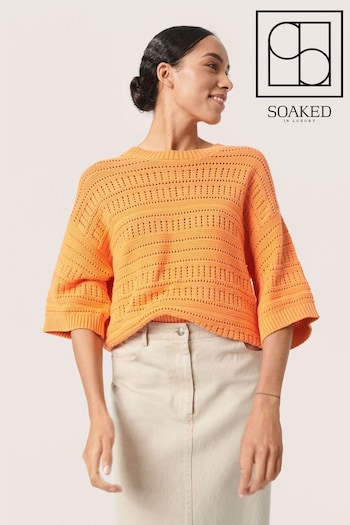 Soaked in Luxury Orange Rava Casual Fit Half Sleeve Pullover Jumper (N26266) | £60