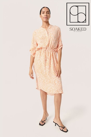 Soaked in Luxury Orange Zaya Knee-Length Half Sleeve Dress beach (N26278) | £60
