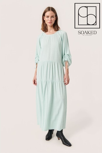 Soaked in Luxury Green Catharina 3/4 Sleeve Maxi Dress (N26298) | £90