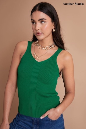 Another Sunday Green Rib Knit Vest (N26310) | £24
