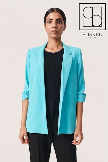 Soaked in Luxury Blue Shirley 3/4 Sleeve Open Front Blazer (N26311) | £75