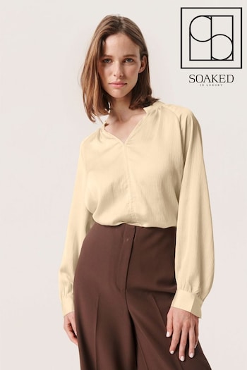 Soaked in Luxury Natural Ioana Long Sleeve Casual Fit Blouse (N26326) | £60