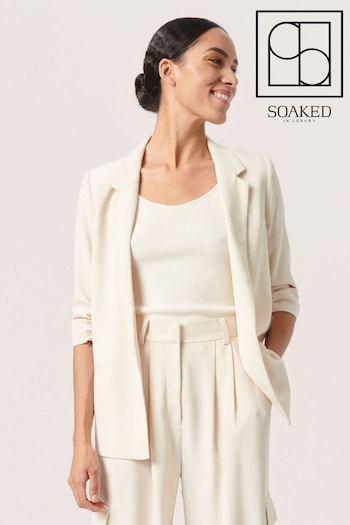 Soaked in Luxury Shirley 3/4 Sleeve Open Front White Blazer (N26341) | £75