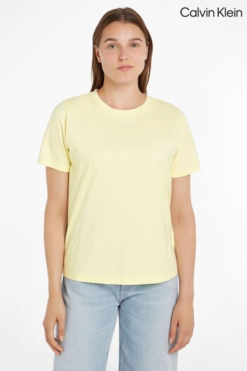 Calvin Ceinture Klein Yellow Crew Neck T-Shirt (N26345) | £50