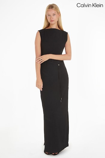 Calvin frame Klein Maxi Shift Black Dress (N26346) | £180