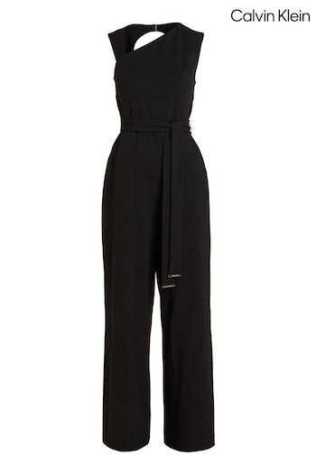 Calvin Round Klein Scuba Crepe Black Jumpsuit (N26348) | £230