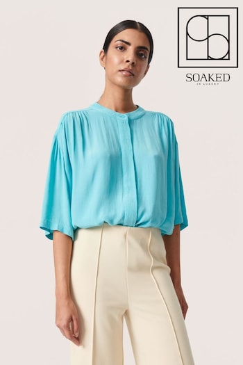 Soaked in Luxury Blue Layna Half Sleeve Loose Fit Shirt (N26356) | £60