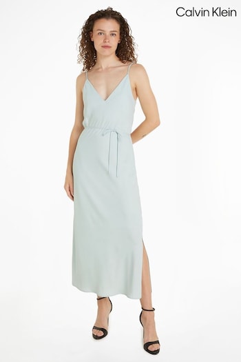 Calvin Polo Klein Grey Midi Slip Dress (N26364) | £200