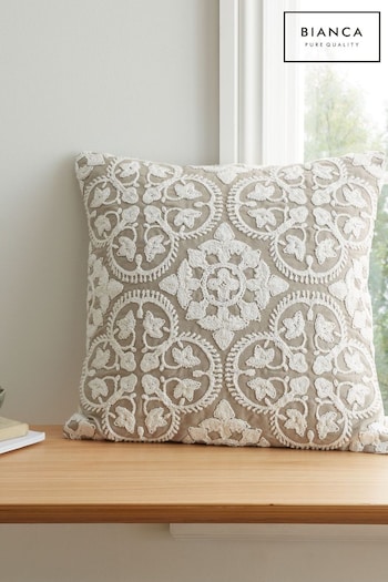 Bianca Grey Tuscany Trellis Cotton Cushion (N26382) | £30