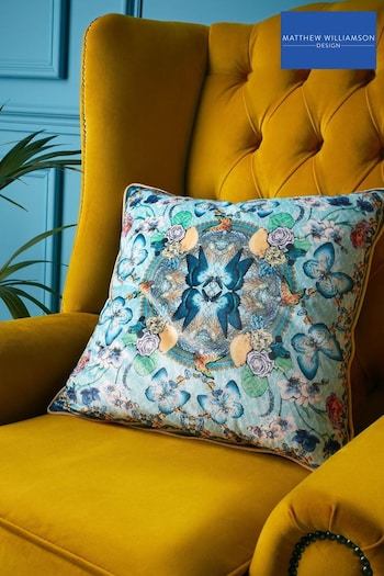 Matthew Williamson Blue Heritage Butterfly Cushion (N26383) | £50