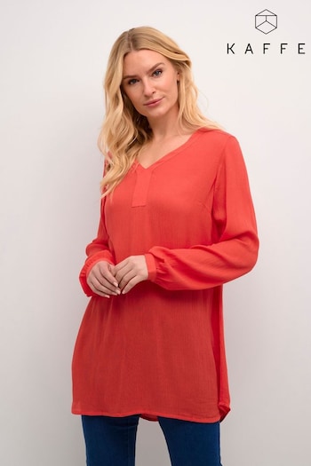 Kaffe Red Amber Long Sleeve And V-Neck Tunic (N26388) | £30