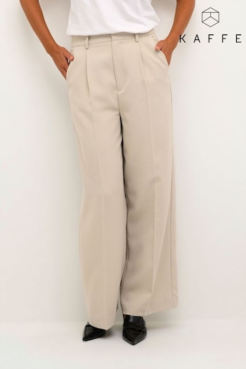 Kaffe Grey Elona High-Waisted Wide Leg Trousers (N26416) | £80