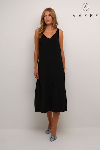 Kaffe Nora Sleeveless V-Neck Midi Black Dress (N26456) | £80