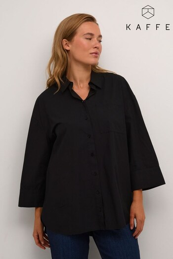 Kaffe Erika Boxy Fit 3/4 Sleeve Black Shirt (N26530) | £50