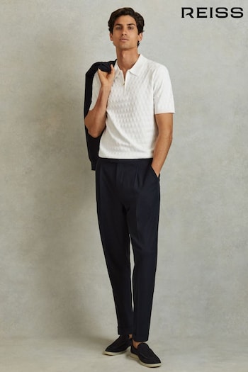 Reiss White Rizzo Half-Zip Knitted Polo Shirt (N26737) | £110
