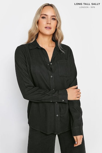 Long Tall Sally Black Linen Shirt (N26759) | £27