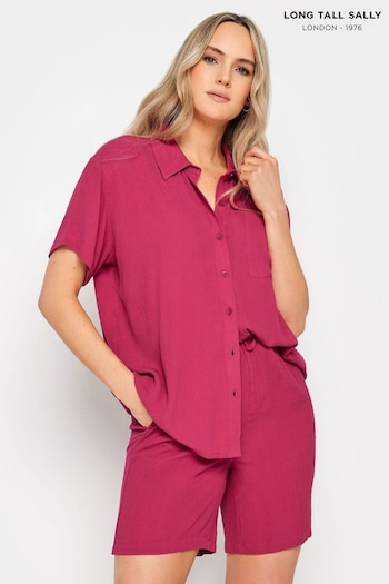 Long Tall Sally Pink Crinkle Co-ord Shirt (N26800) | £22