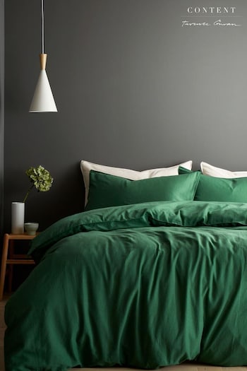 Content by Terence Conran Forest Green Relaxed Cotton Linen Duvet Cover Set (N26823) | £60 - £90