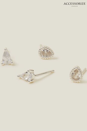 Accessorize Sterling Silver Plated Teardrop Studs 2 Pack (N26865) | £18