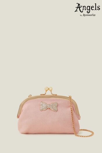 Angels By Accessorize Girls Pink Bow Clip Frame Bag (N26869) | £14