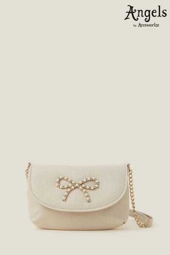 Angels By Accessorize Girls Gold Pearl Bow Bag (N26875) | £13