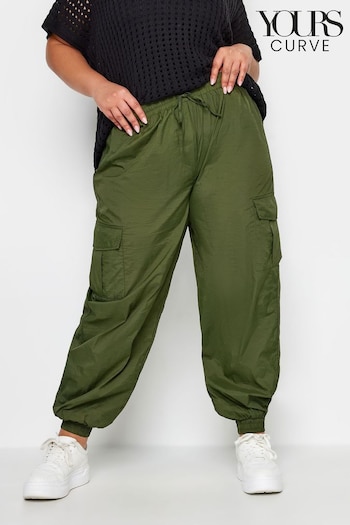 Yours Curve Green Cargo Parachute Trousers (N26928) | £29
