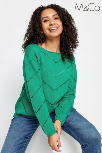 M&Co Green Petite Knitted Jumper (N26944) | £31