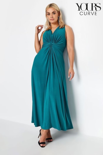 Yours Curve Green Knot Front Maxi Dress (N26951) | £51