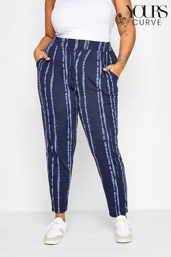 Yours Curve Navy Blue Double Pleated Harem trousers Short (N26955) | £27