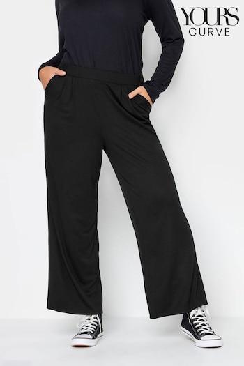 Yours Curve Black Pleated Front Wide Leg Trousers (N26968) | £24