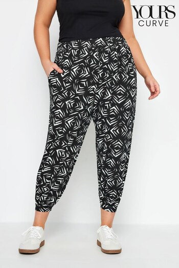 Yours Curve Black Chrome Crop Harem Trousers (N26977) | £24