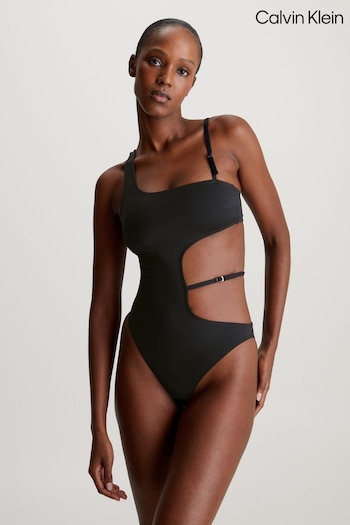 Calvin OHE Klein Cut Out One Piece Black Swimsuit (N26997) | £130