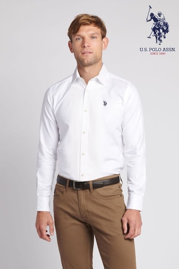 U.S. Polo Assn. Mens Long Sleeve Royal Twill White Shirt (N27002) | £65