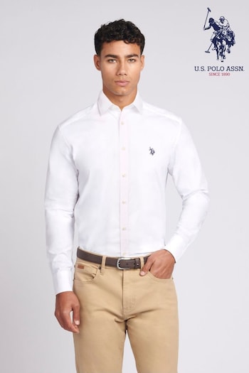 U.S. Polo Assn. Mens Long Sleeve Poplin White Shirt (N27009) | £65